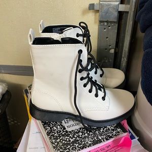 White Combat Boots